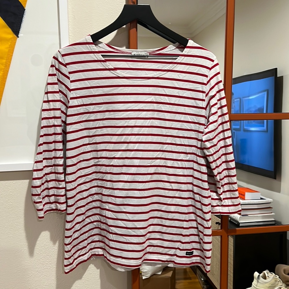 Armor-lux Striped Sailor long sleeve Tee in Red Stripe